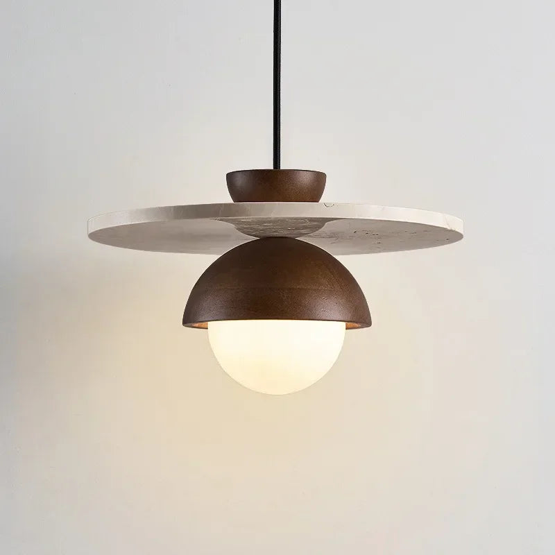Modern LED pendant lamp, walnut stone pendant lamp, bedside lamp, indoor home decoration - vue 1 sur 7