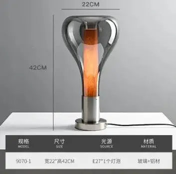 Minimalist nordic style silver glass table lamp - vue 8 sur 10