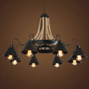 Vintage hemp rope and iron pendant light industrial style
