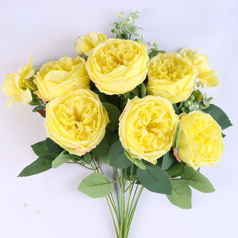 bouquet de roses artificielles en soie pour décoration intérieure - vue 15 sur 16