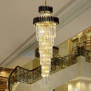lustre led spirale luxe suspension cristal pour hauts plafonds