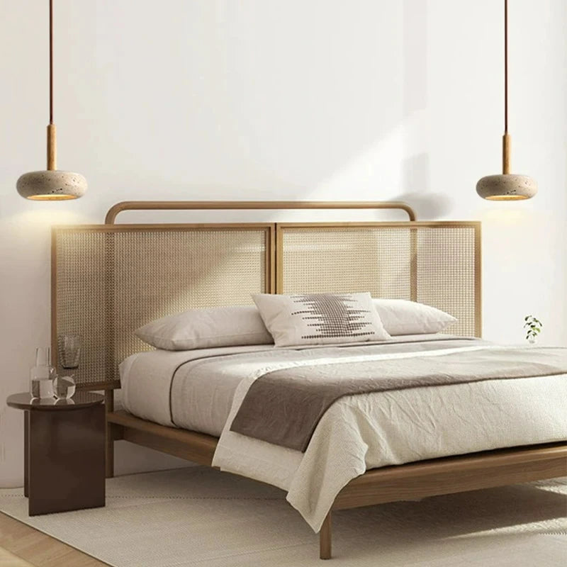 lustre moderne en bois avec suspension led en pierre - vue 5 sur 7