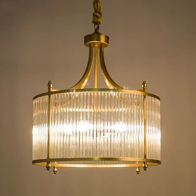 plafonnier moderne en verre et cuivre doré pour intérieur élégant - vue 5 sur 12