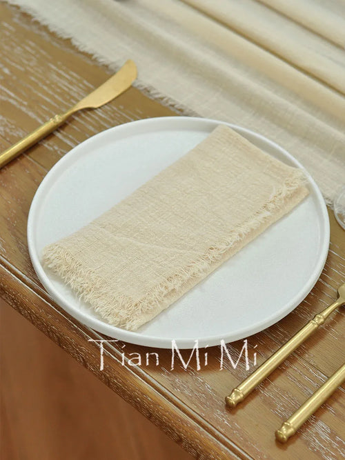 Chemin de table coton gaze vintage couleur unie