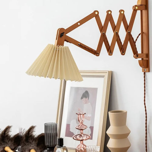 Sax applique moderne télescopique led lampe en bois salon japonais bras long créatif chambre chevet décoration maison lumière - vue 6 sur 8
