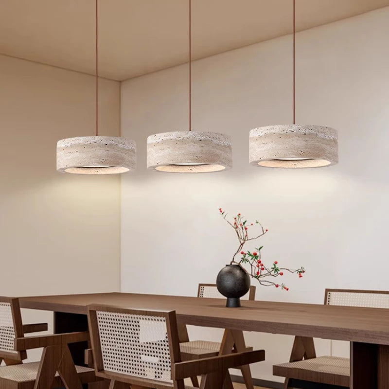 suspension à led style wabi sabi en pierre pour décoration intérieure - vue 2 sur 8