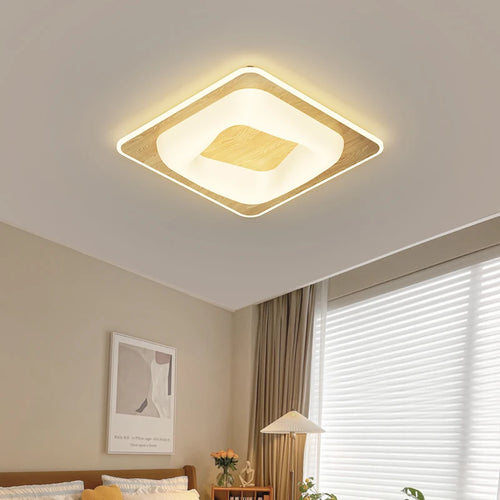 Modern minimalist wood grain Nordic ceiling light - vue 5 sur 14