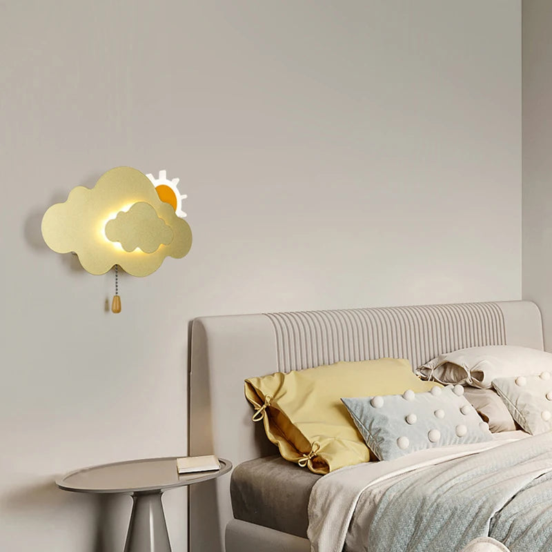 Modern minimalist cloud wall lamp for children's bedside - vue 4 sur 9