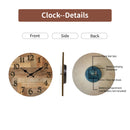 1pc Wooden veneer wall clock, Vintage style Brown wood texture design wall clock, round silent clock, suitable for living room b