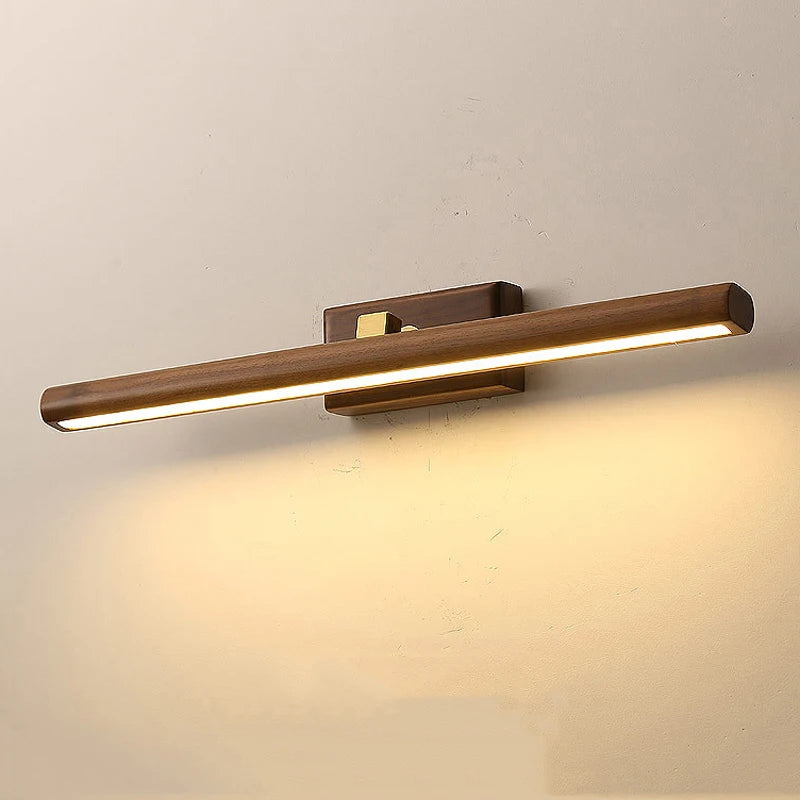 miroir de luxe en noyer led rotatif à 360° applique murale - vue 5 sur 6