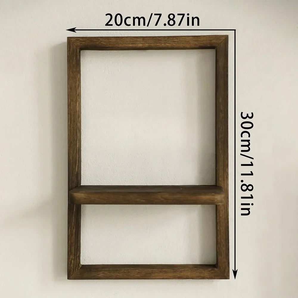 wooden frame for wall hanging and decorative shelf