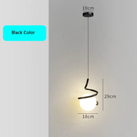 Nordique décoration de la maison spirale suspension LED haut plafond lampes suspendues pour éclairage de chevet noir blanc or verre abat-jour