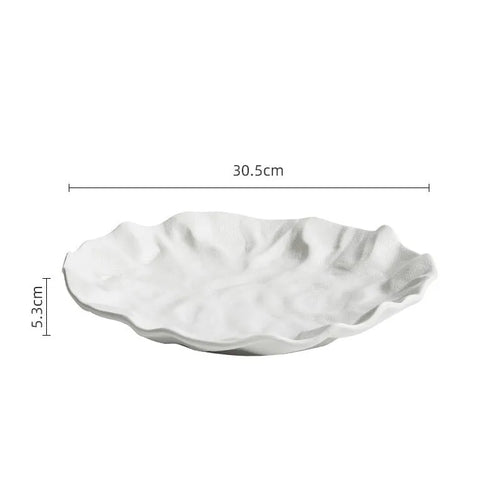 Assiettes creuses ceramique texture ridee style japonais