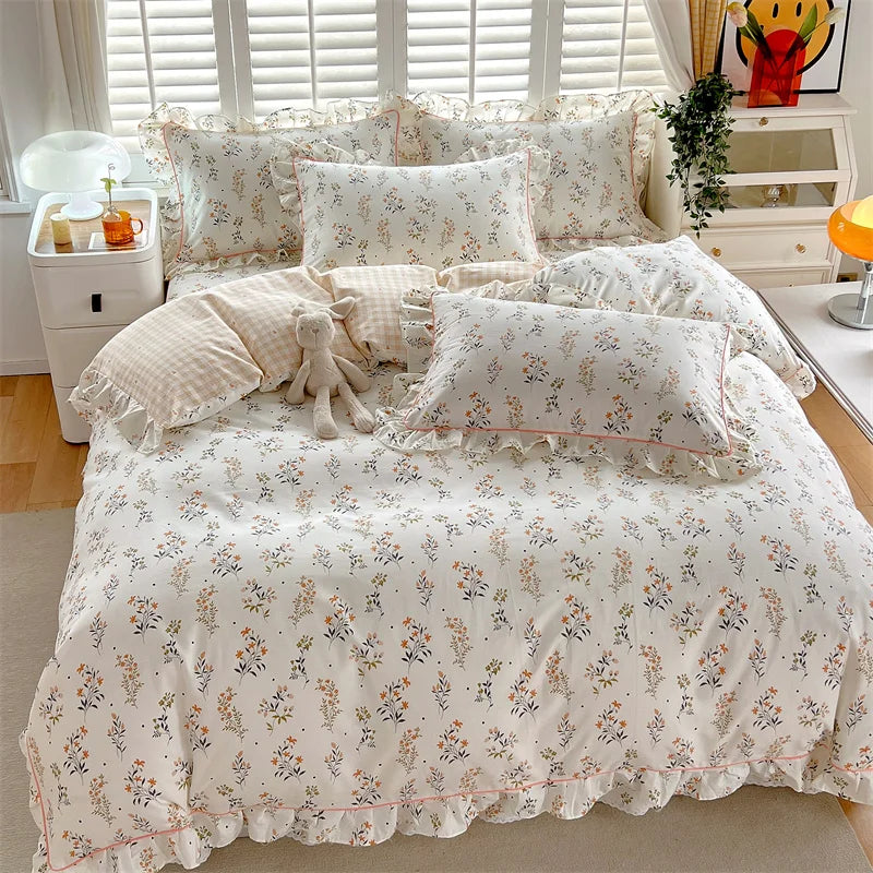 housse de couette florale en pur coton pour fille
