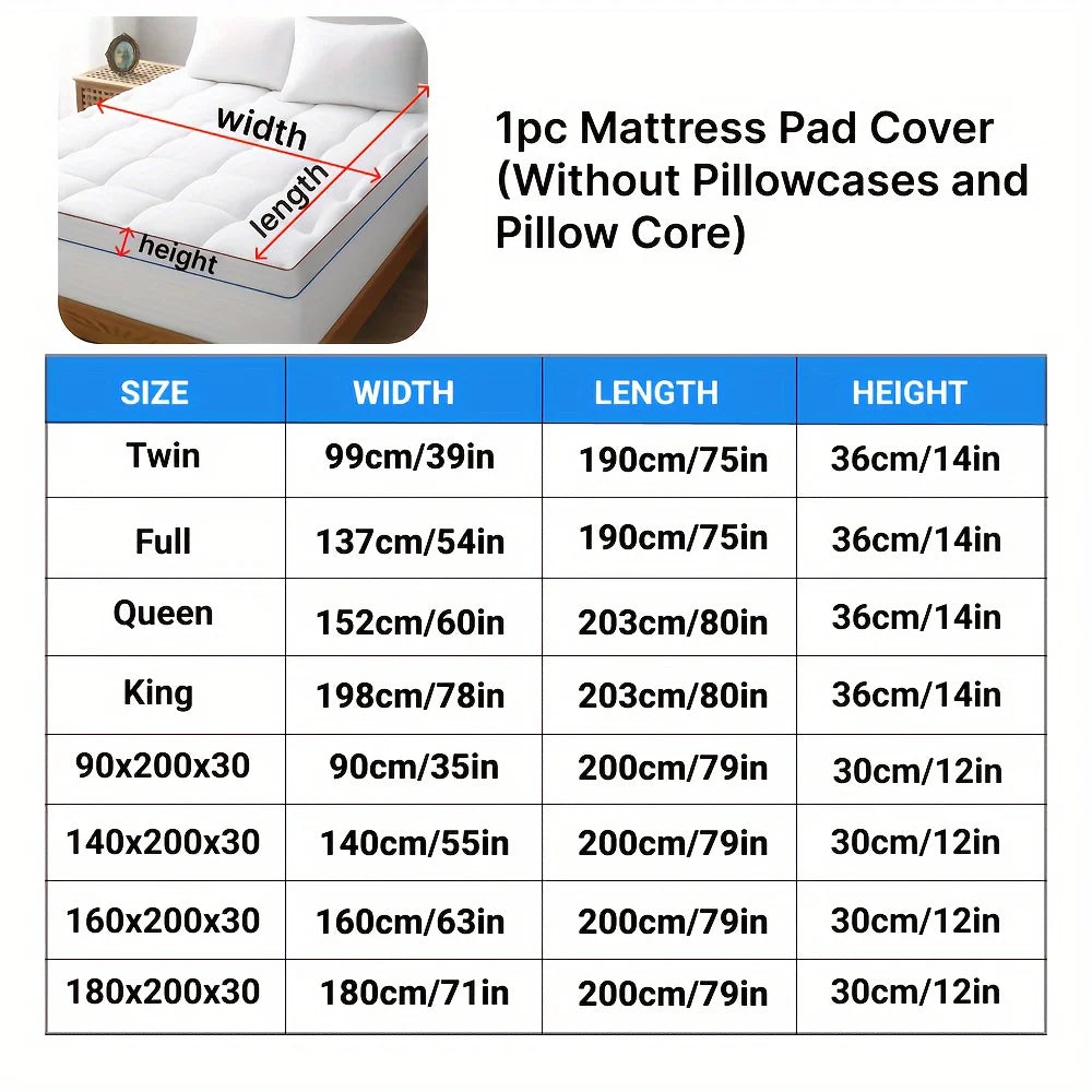 1pc Cooling Mattress Pad, Premium Zoned Quilted Fitted Mattress Topper, Breathable Fluffy Soft Mattress Cover, Machine - vue 3 sur 7