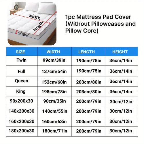 1pc Cooling Mattress Pad, Premium Zoned Quilted Fitted Mattress Topper, Breathable Fluffy Soft Mattress Cover, Machine - vue 4 sur 7