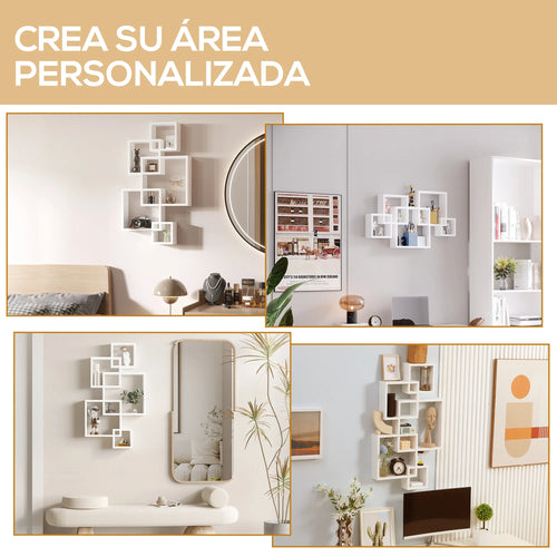 HOMCOM wall shelf with 5 cubes for living room bedroom 49,5x10,2x86 cm - vue 7 sur 6