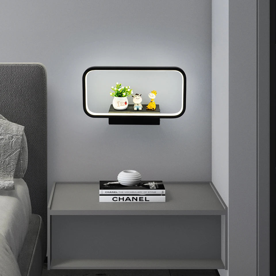 applique murale moderne tactile avec variateur et charge usb sans fil