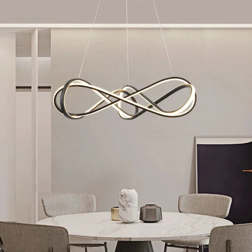 lustre led moderne avec télécommande design élégant et courbé - vue 6 sur 12