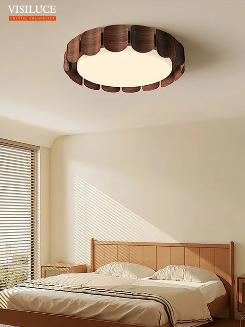 plafonnier moderne wabi-sabi en bois pour intérieur design