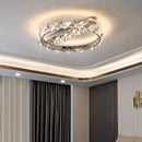lustre moderne en acier inoxydable chrome avec éclairage en cristal