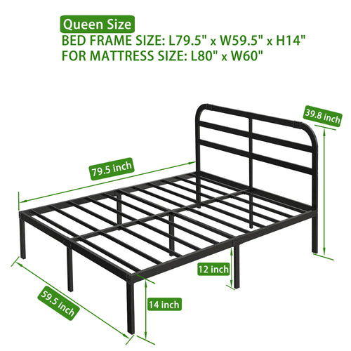DDPNKL Heavy Duty Metal Bed Frame with Headboard, 3500 lbs Max Weight Capacity Metal Platform, Easy Assembly Mattress Foundation - vue 9 sur 10
