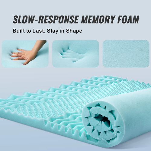 VEVOR Mattress Topper Queen Size 2" / 3" Thickness Soft Memory Foam Mattress Pad, Cooling Gel Infusion Comfy Support for Any Bed - vue 7 sur 8