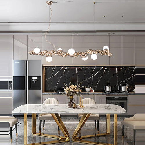 suspension design art déco en or chromé pour éclairage moderne - vue 6 sur 16