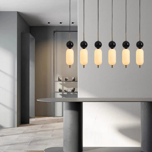 lustre en verre minimaliste éclairage créatif en marbre naturel - vue 4 sur 7