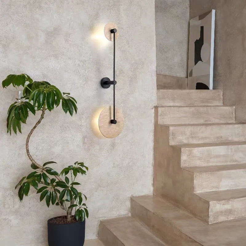 applique murale japonaise en travertin jaune à led pour hôtel et décoration - vue 4 sur 11