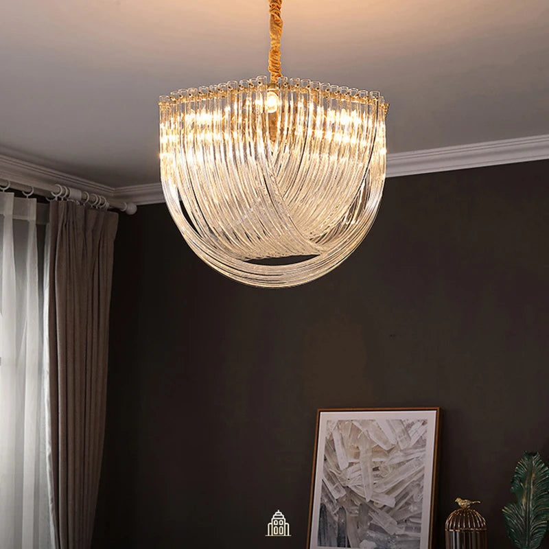 lustre led en verre design moderne pour restaurant ou hôtel - vue 5 sur 14