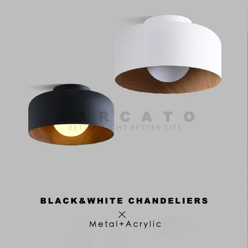 plafonnier Nordique moderne noyer bois Texture Led pour chambre salon cuisine étude allée balcon rond G9 lustre lumière