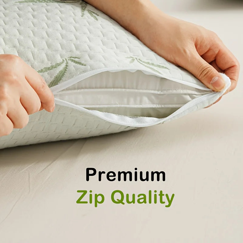 2pcs Waterproof Bamboo Pillowcases (Without Core), Cooling & Soft & Anti-bacterial Pillow Protectors With Zipper Pillow Cover - vue 5 sur 5