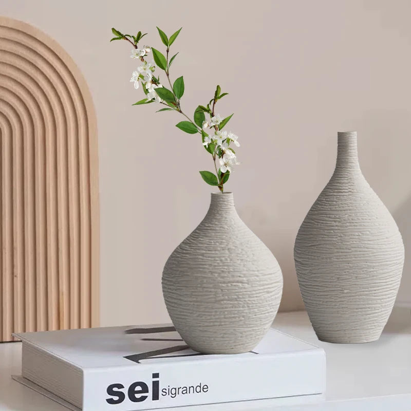 vase décoratif en céramique pot de fleurs nordique pour intérieur et bureau - vue 5 sur 10