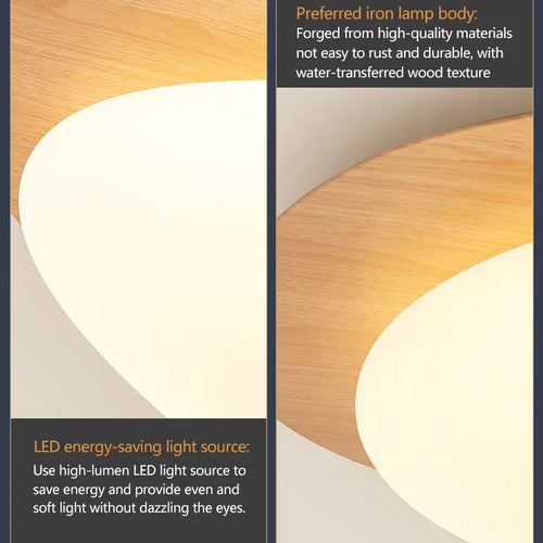 Plafonnier LED nordique texture bois pour chambre salon salle à manger étude couloir lustre intérieur décoration de la maison luminaire - vue 6 sur 14