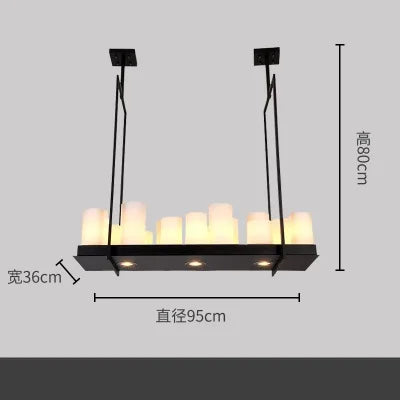 Vintage LED glass candle chandelier pendant for living room, dining, kitchen, restaurant - vue 13 sur 16