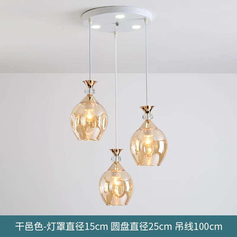 lustre suspendu en verre teinté pour décoration nordique de restaurant - vue 12 sur 12