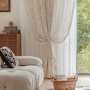 Voilage tulle motifs floraux style campagnard fenêtre salon