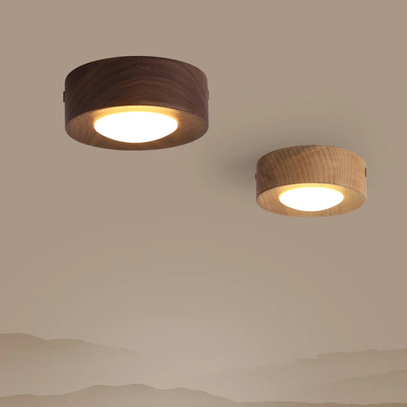 lampe plafonnier en noyer et frêne led décoration maison - vue 2 sur 10