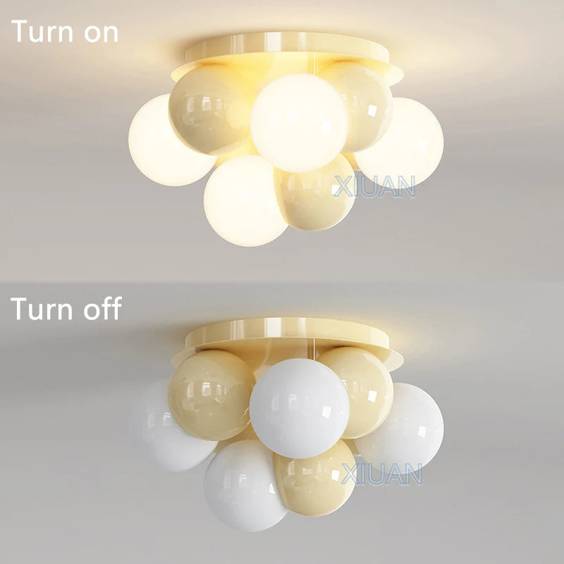 lustre nordique bulle ronde led pour chambre d'enfant - vue 6 sur 9