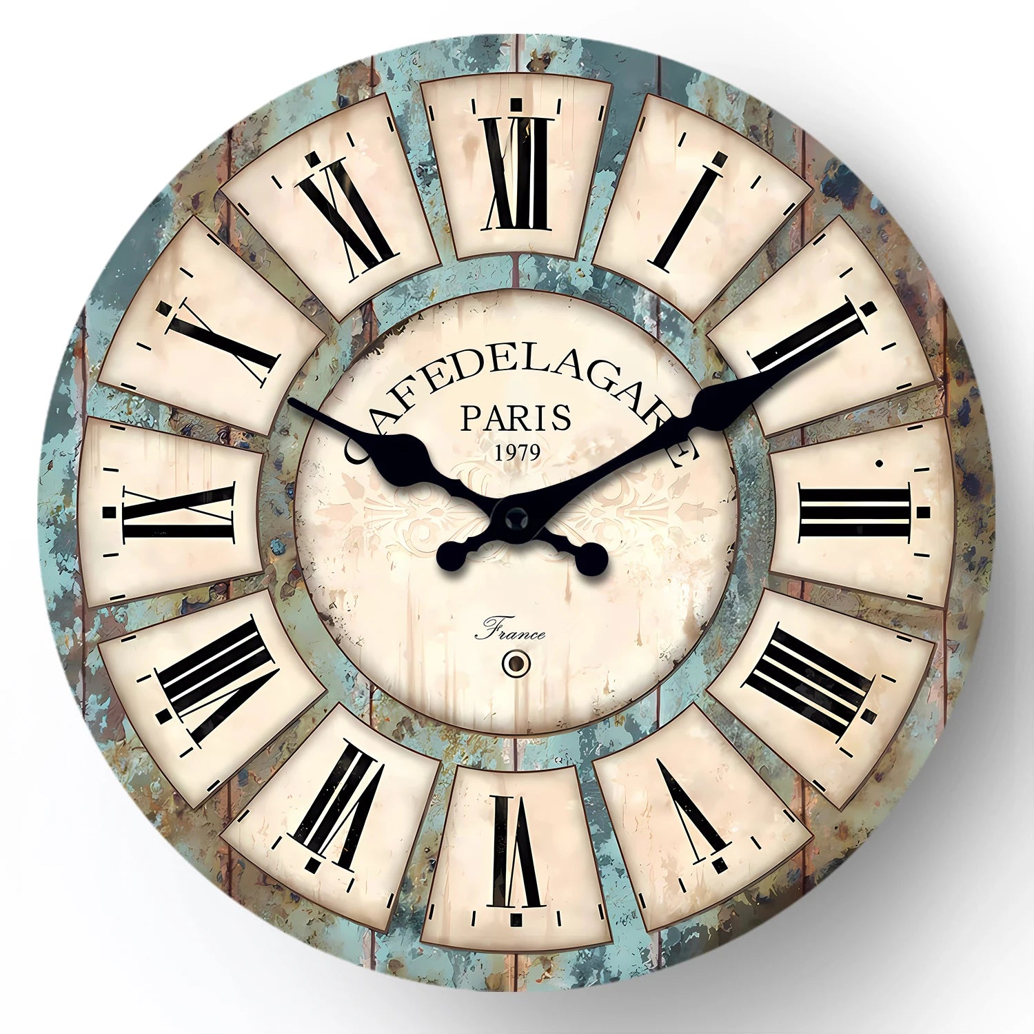 A Country Retro Style Wooden Round Wall Clock, Wooden Texture Design Wall Clock, Silent and Non-Drip, Battery Powered Decorative Clock for Home Kitchen, Living Room, Office, Bathroom, Bedroom 11.2inch Inches 15.6inch Inches ( - vue 1 sur 7