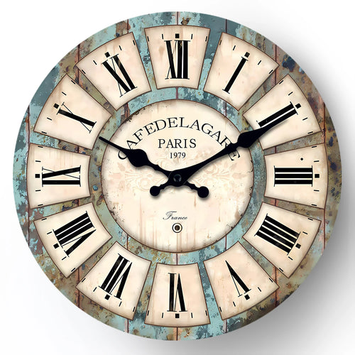 A Country Retro Style Wooden Round Wall Clock, Wooden Texture Design Wall Clock, Silent and Non-Drip, Battery Powered Decorative Clock for Home Kitchen, Living Room, Office, Bathroom, Bedroom 11.2inch Inches 15.6inch Inches ( - vue 2 sur 7