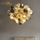 lustre moderne en verre à bulles lumière argentée or suspendu luxueux
