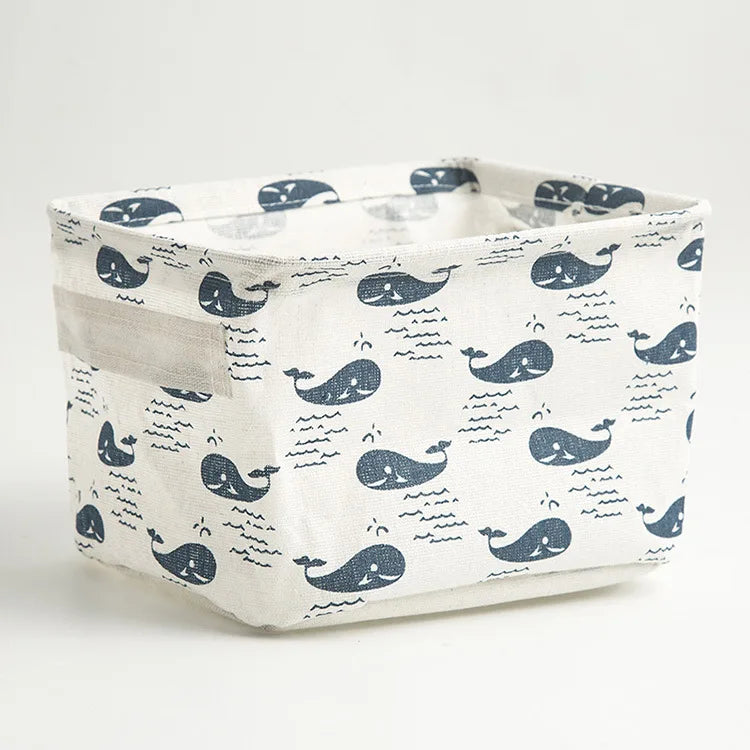 panier de rangement pliable en toile avec poignée coton et lin - vue 11 sur 22