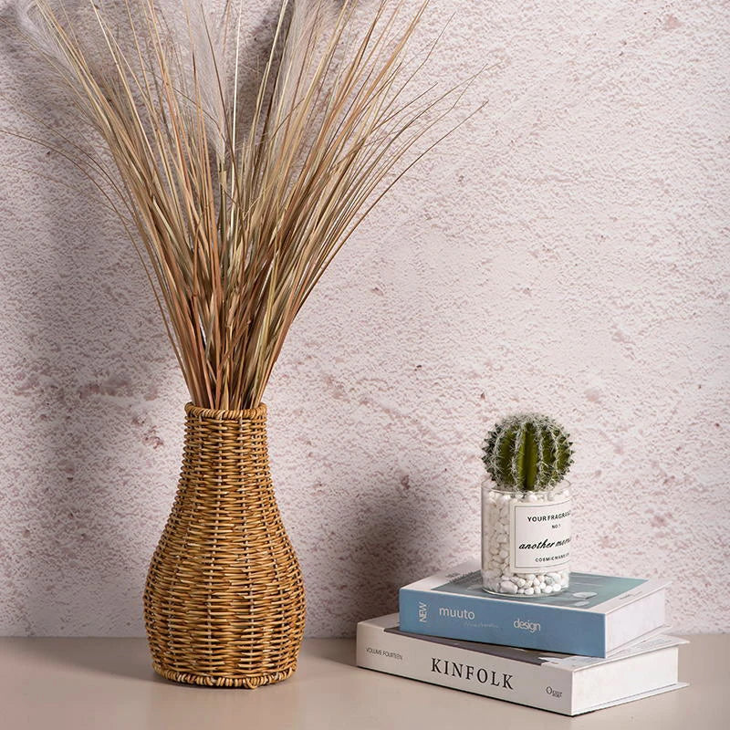 vase tissé à la main en imitation rotin pour fleurs et plantes décoratives - vue 5 sur 8