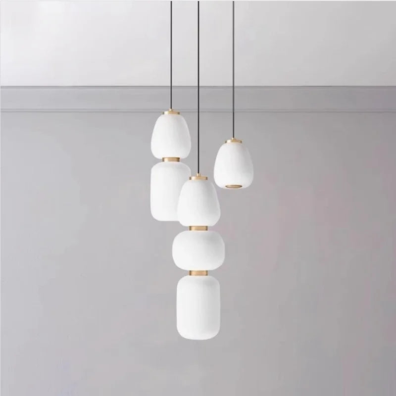 suspension moderne en verre laiteux pour intérieur élégant - vue 5 sur 12