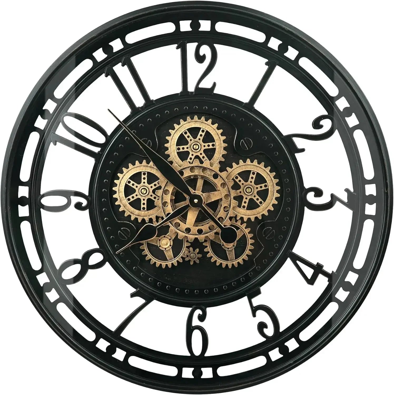 horloge murale industrielle en métal avec engrenages mobiles décorative - vue 11 sur 14