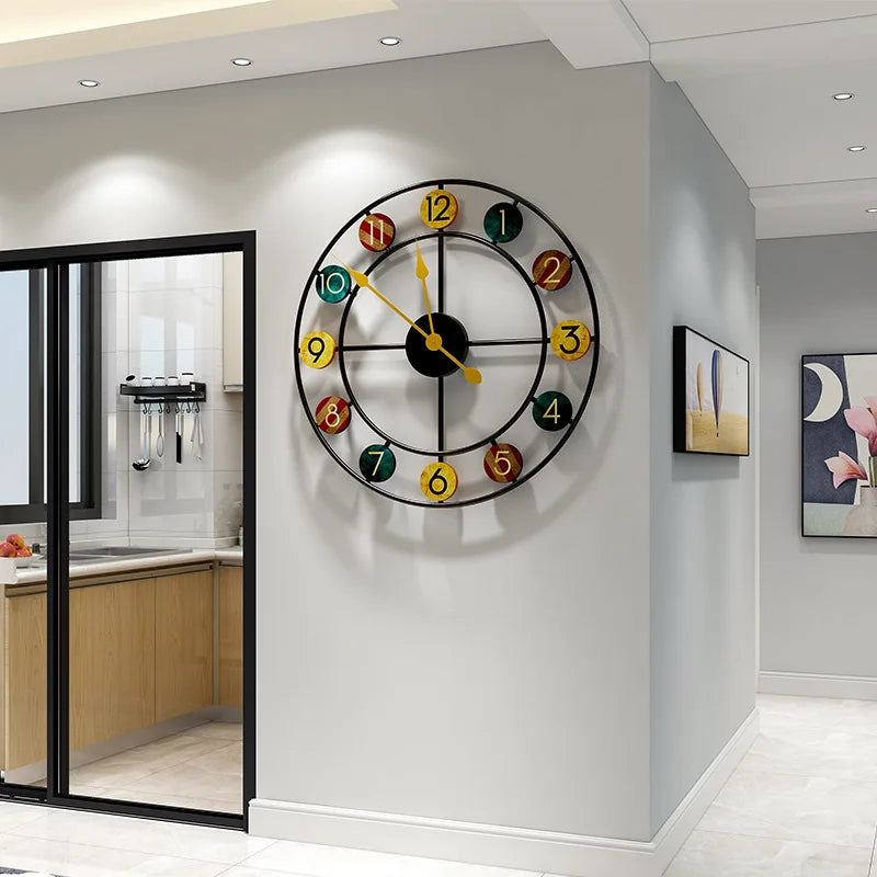 horloge murale ronde européenne de luxe créative et légère - vue 5 sur 7