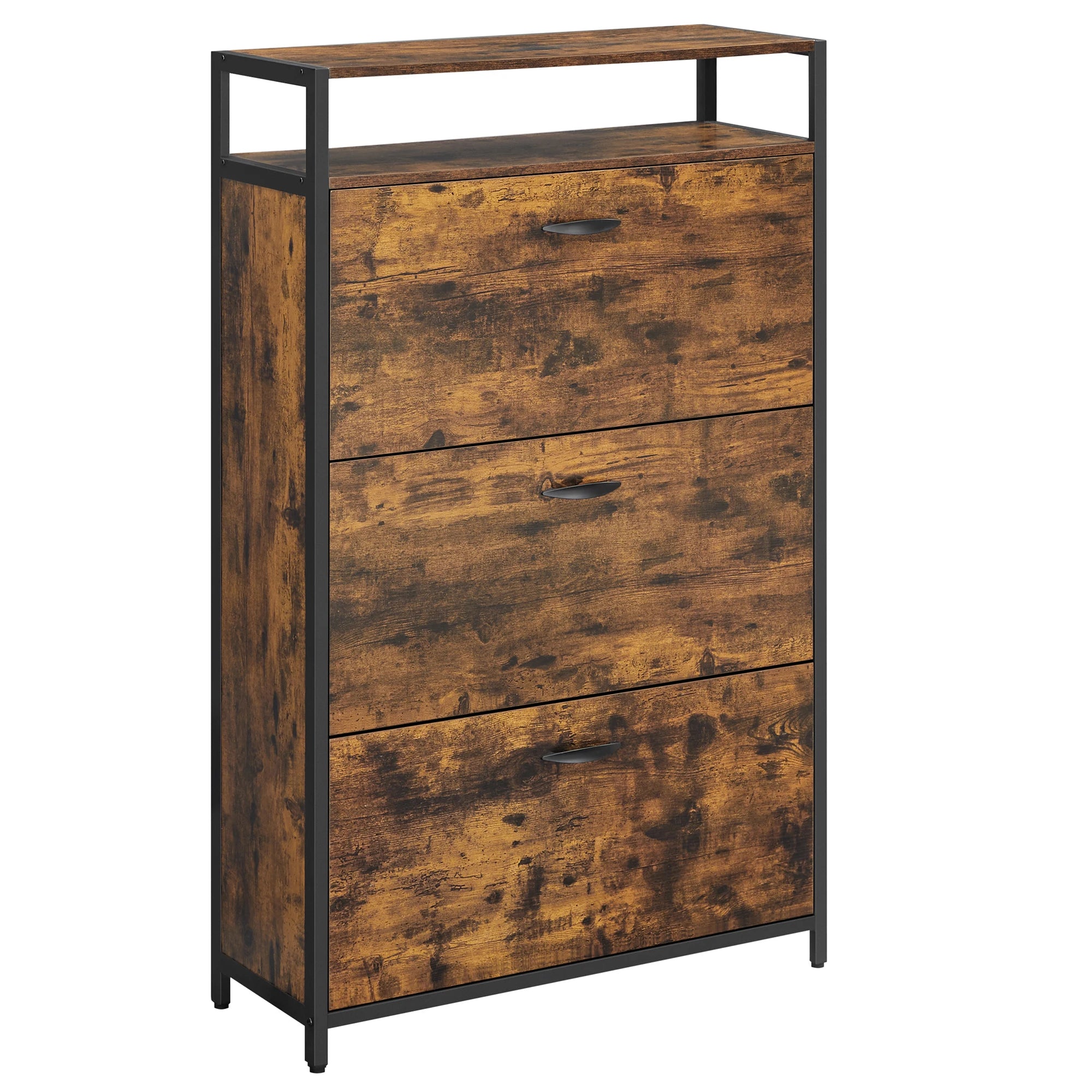 VASAGLE Shoe Cabinet, Slim Shoe Rack, 3-Leaf Shoe Storage Cabinet, Holds 15-24 Pairs, Dustproof, 30 x 80 x 130 cm, for Entryway