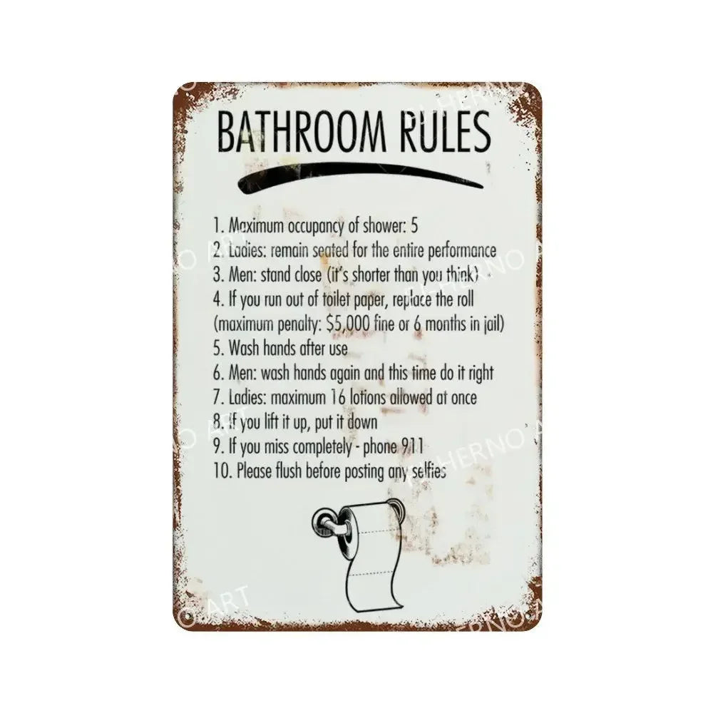 plaque en métal rétro décoration amusante pour toilettes - vue 14 sur 23
